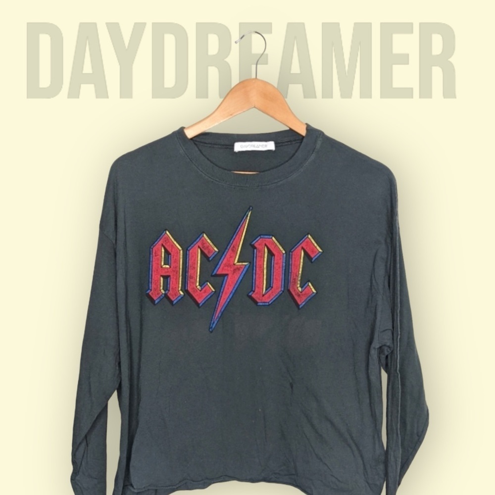 DAYDREAMER Long Sleeve Cotton Oversized AC/DC Tee NEW Size S​​​​